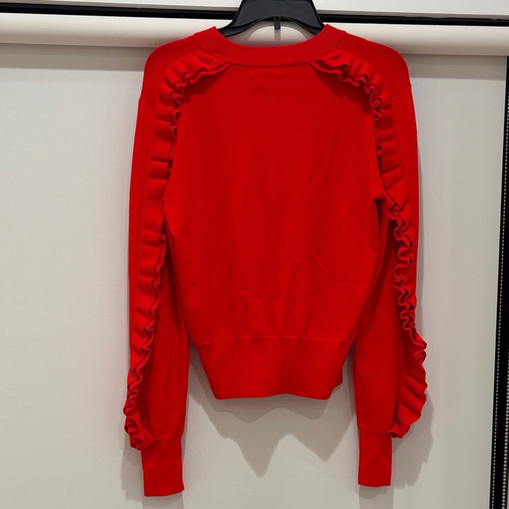 H&M Red Crew Ruffle Arm Sweater - Picture 2 of 4